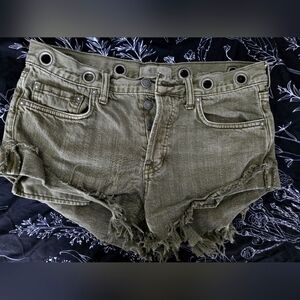 Free People green denim shorts high rise size 27